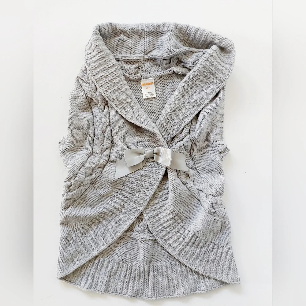 Grey‎ Short Sleeve Duster Vest Cardigan size 4 XS Winter Layering bow Gymboree